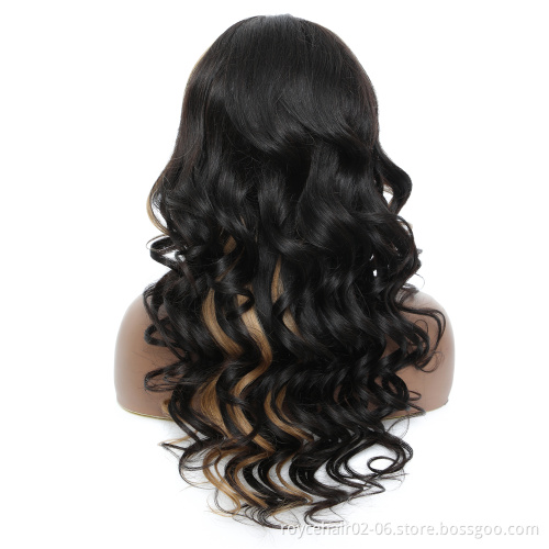 New Arrival Factory Price Black Wig With Highlight Honey Blonde Body Wave Human Hair Transparent 13x4 13x6 Lace Wig For Women